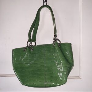 🐉 AMANDA SMITH GREEN CROC PRINT SHOULDER BAG 🐉
